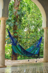Deluxe Outdoor Cotton Mexican Hammock  in Caribe  Colour - JUST Hammocks